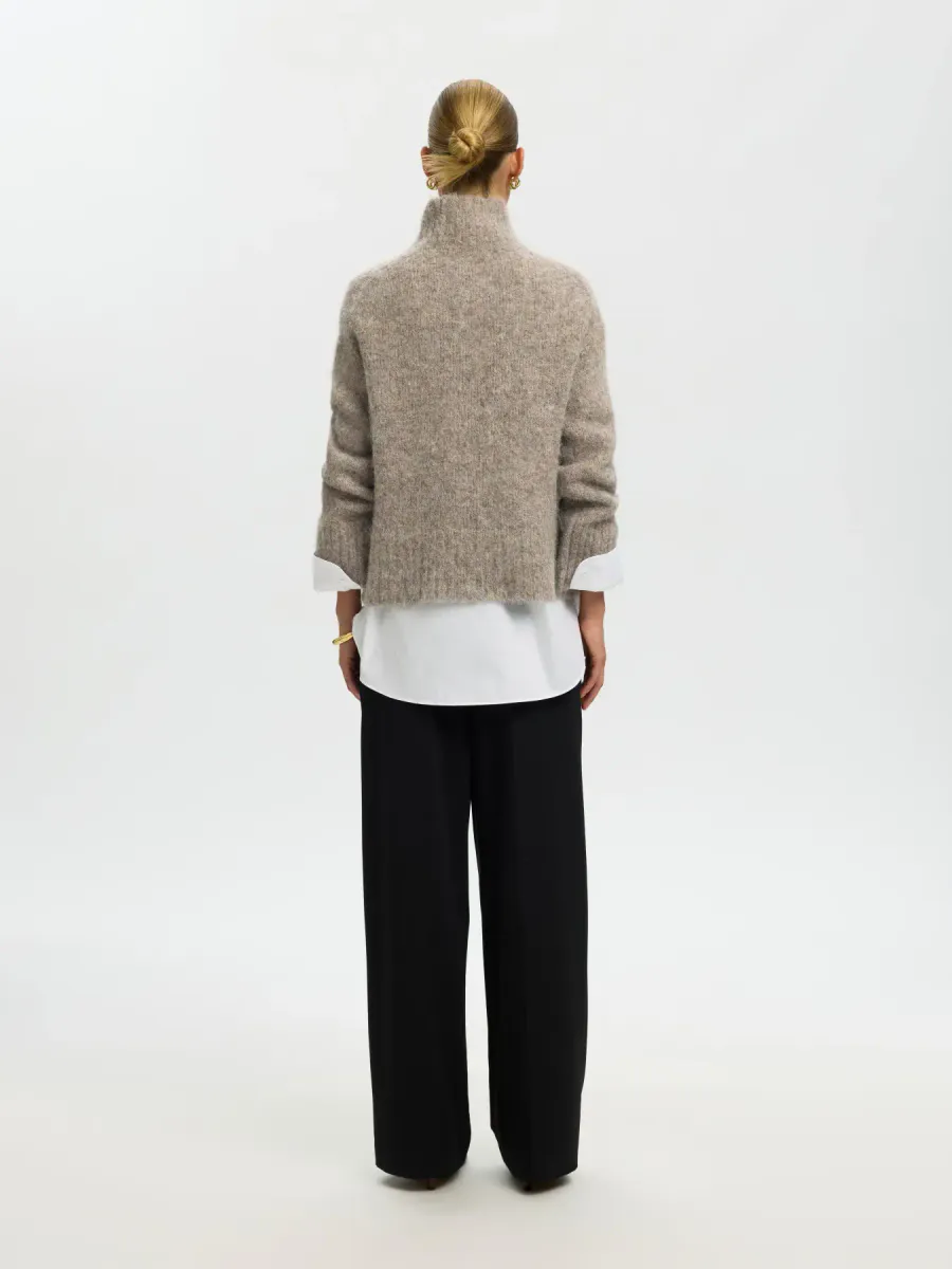 Slfgabriella Ls Knit High Neck Steel Gray