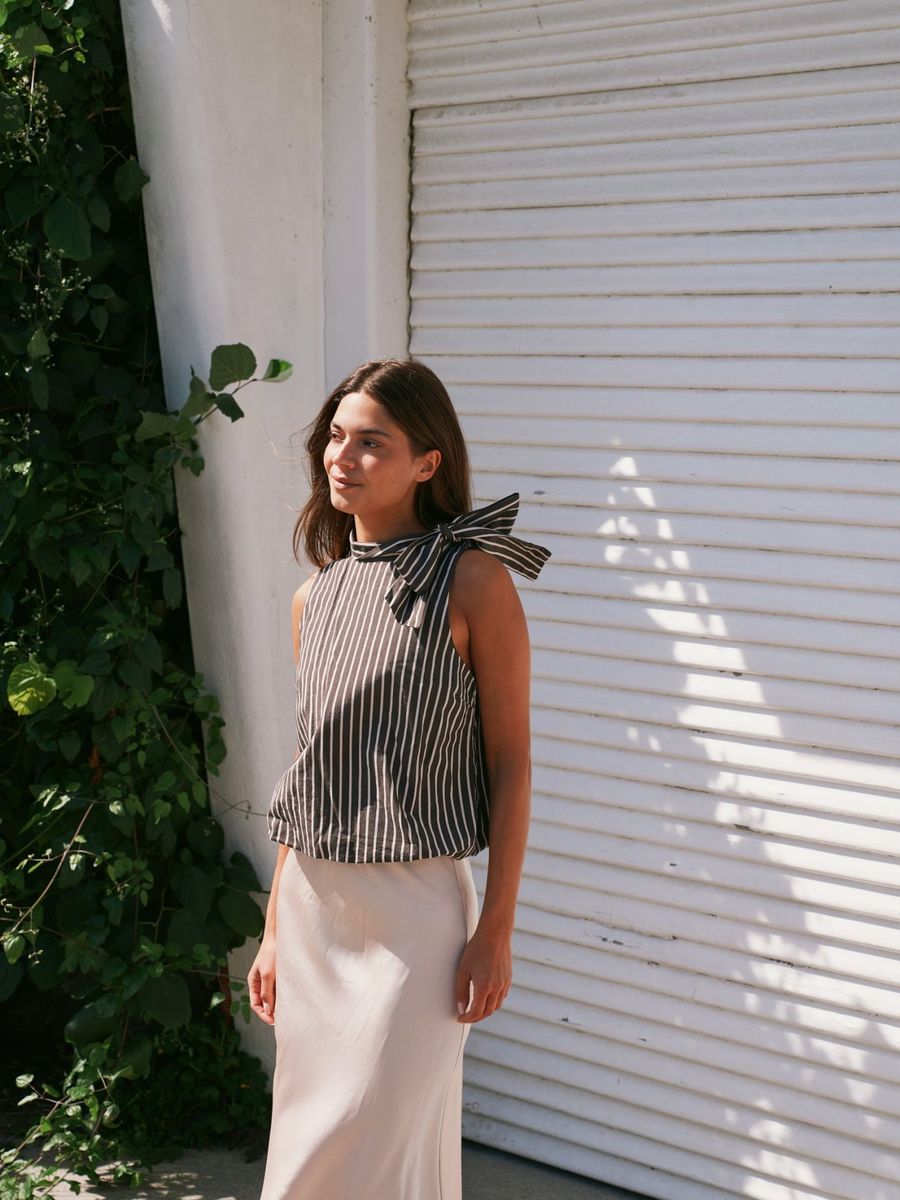Veda Wide Stripe Top Dark Brown