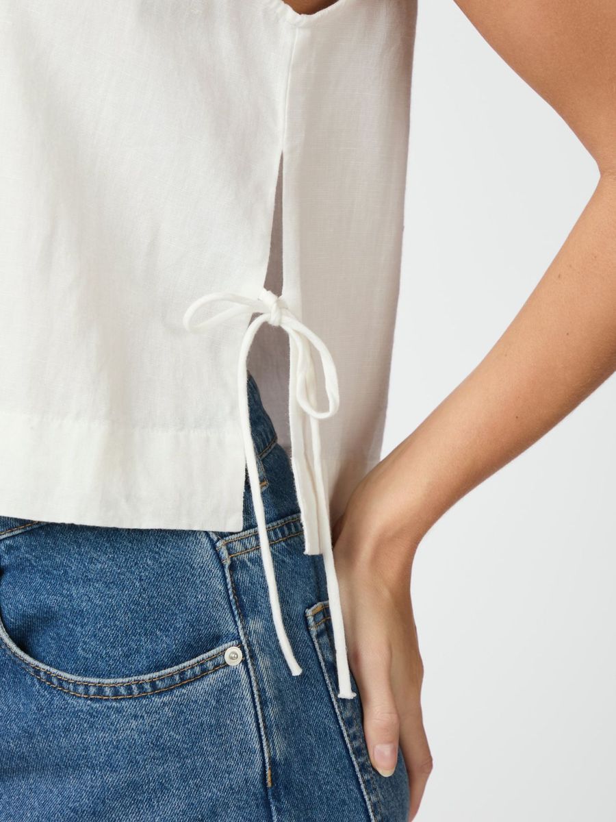 Svetlana Linen Top White