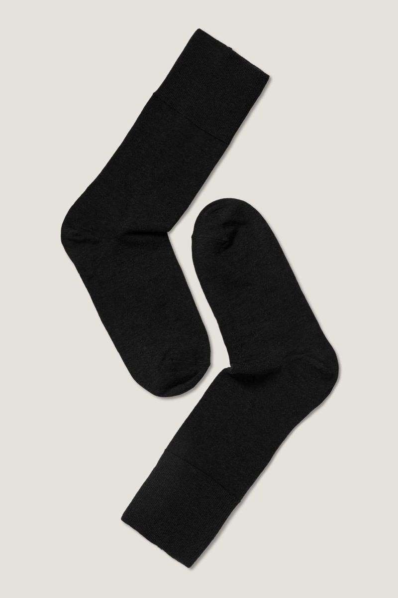 Fine Wool Comfort Top Socks Black