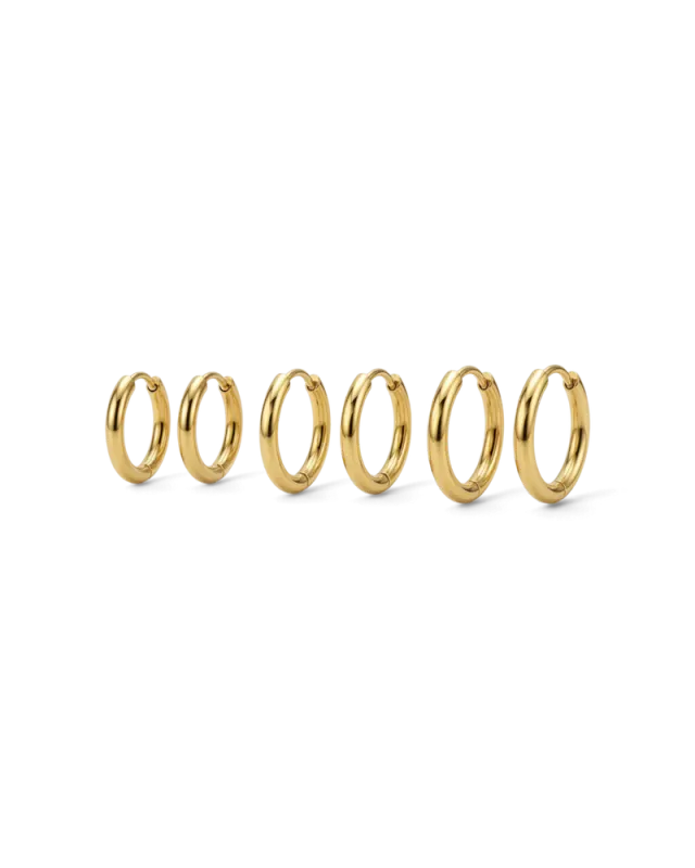 Triple Pair Hoops Gold