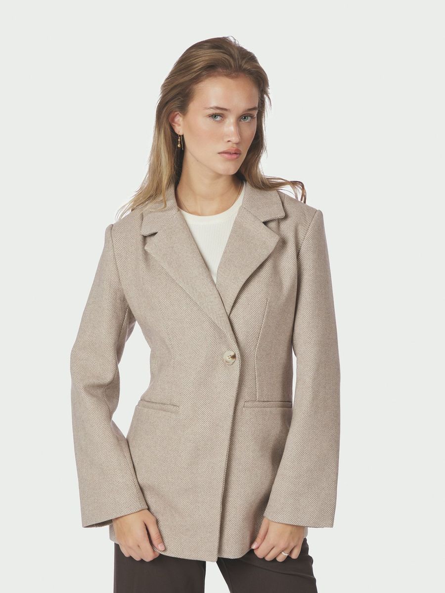 Bowie Herringbone S Blazer Sand