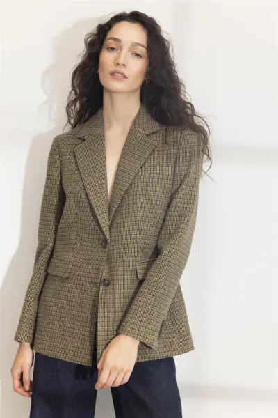 Hovedbilde Brook Houndstooth Blazer Green