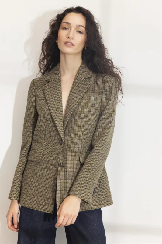 Brook Houndstooth Blazer Green