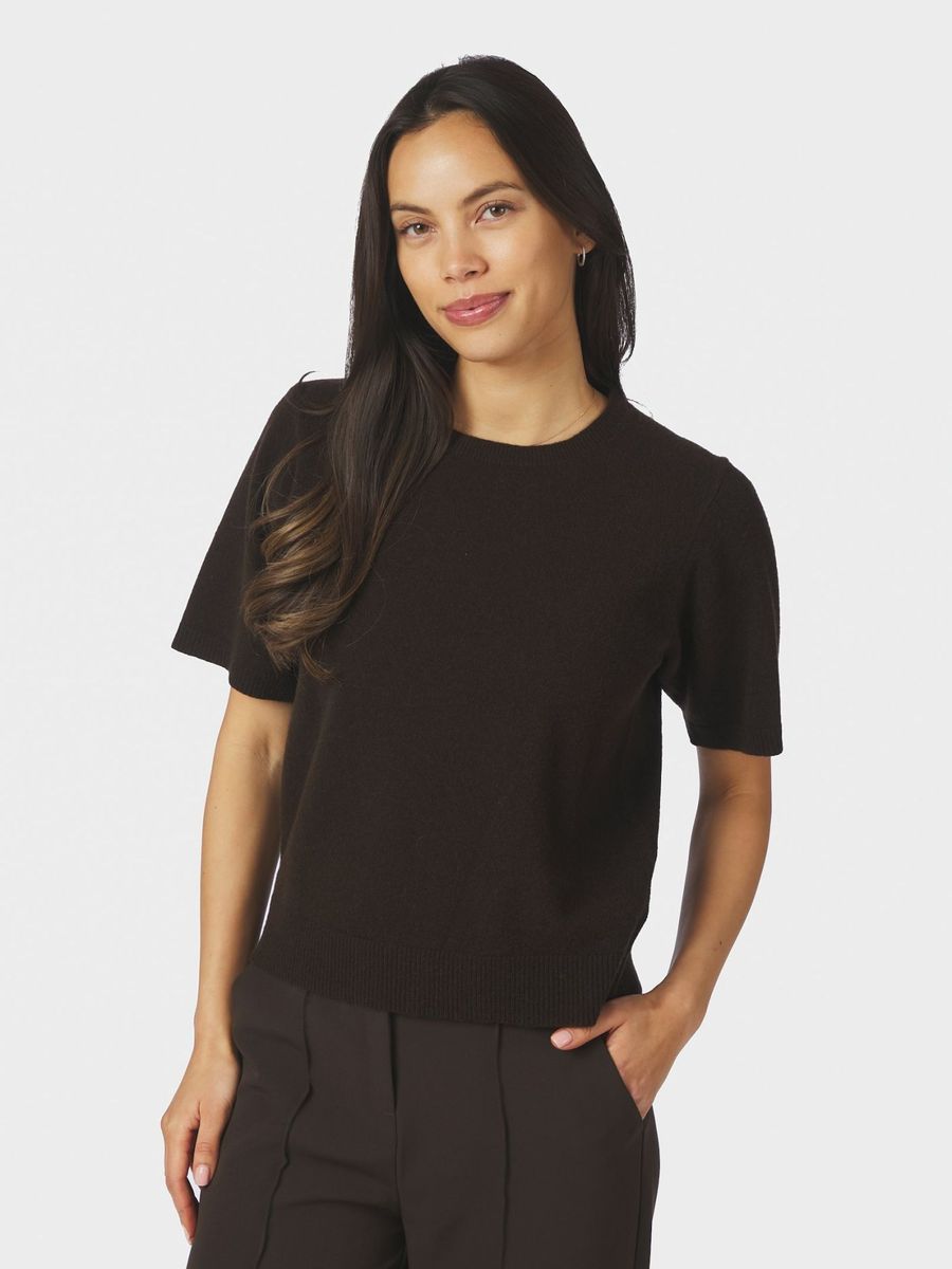 Missy Wool Knit Tee Dark Brown
