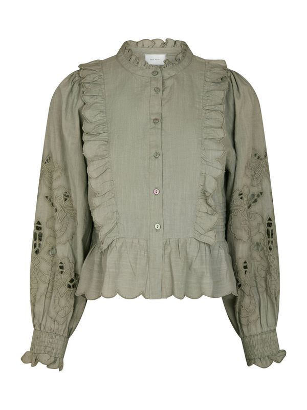 Petrine Embroidery Blouse Smoke Green