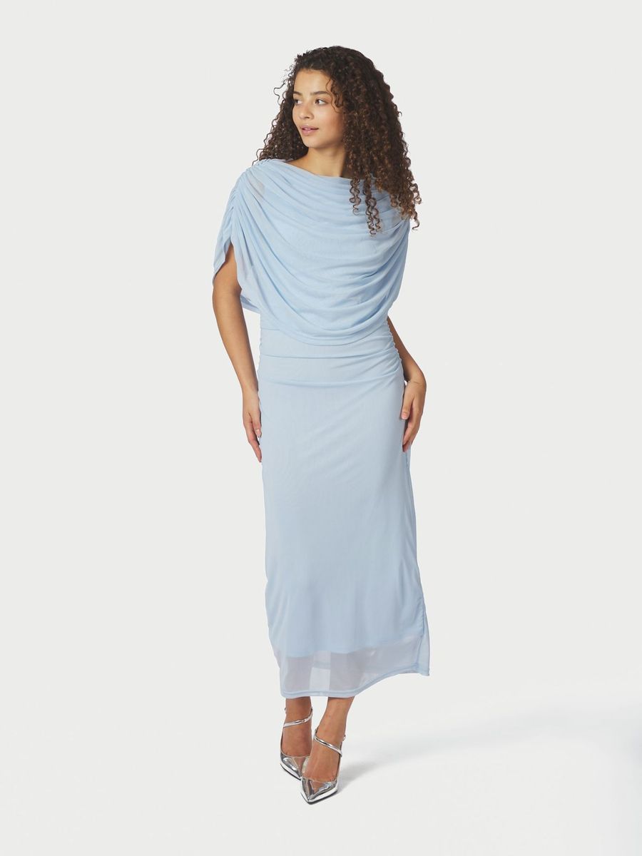 Tottuna Long Drapy Mesh Dress Light Blue