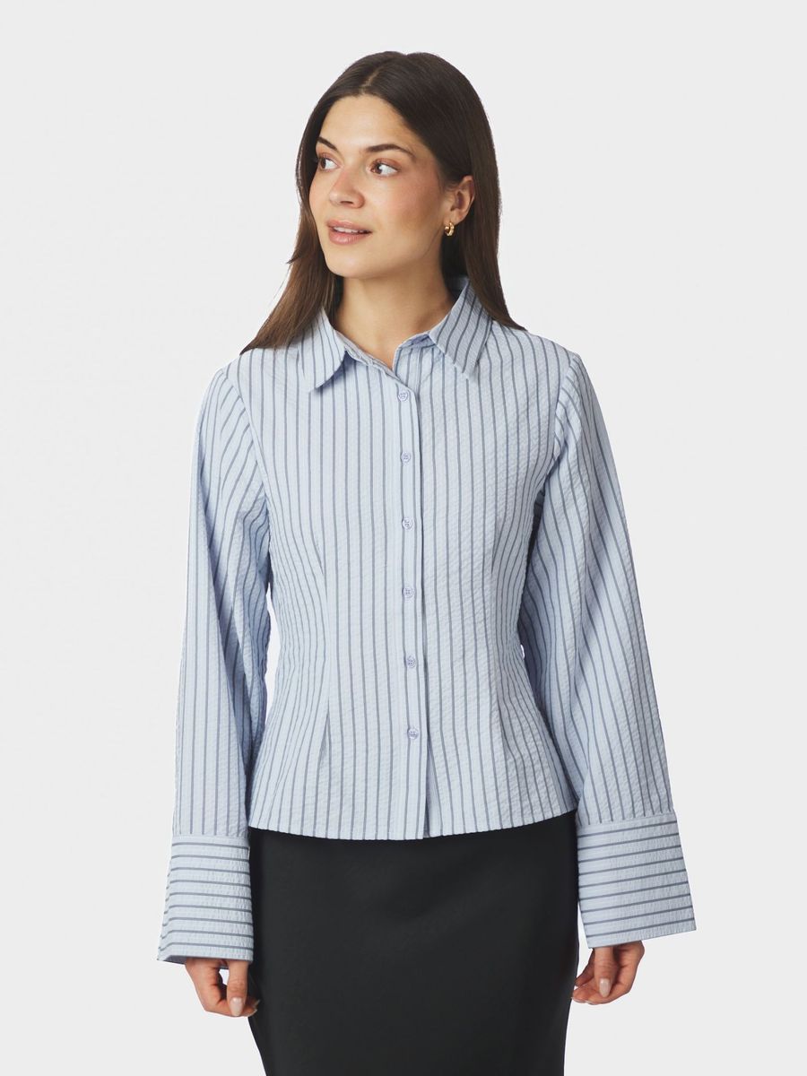 Rosa Striped Crepe Shirt Blue