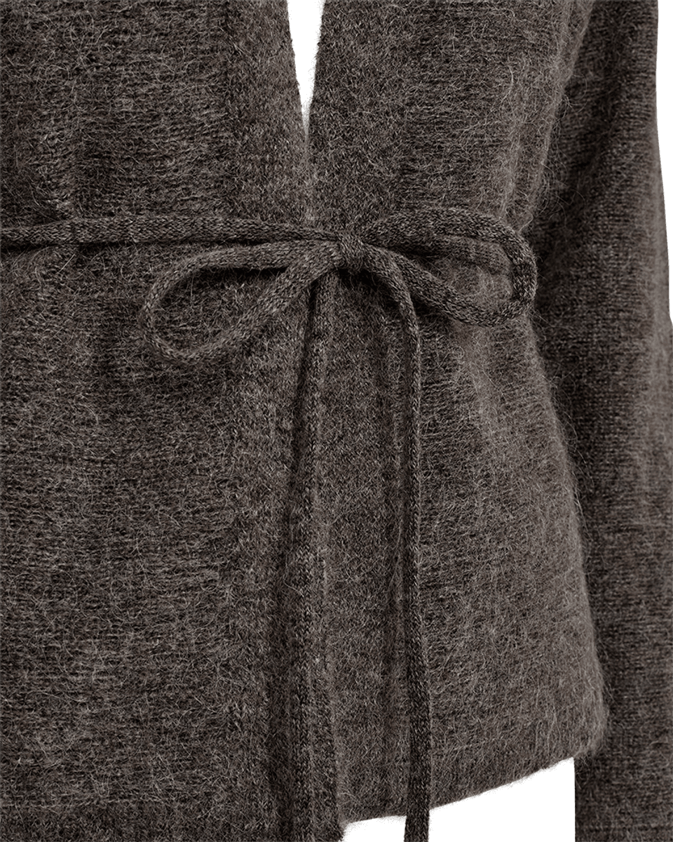 Moto Cardigan Plain Knit Belt Coffee Bean Melange