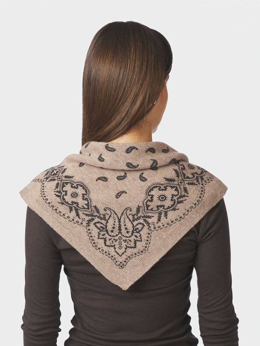 Adelina Paisley Knit Scarf Beige Melange