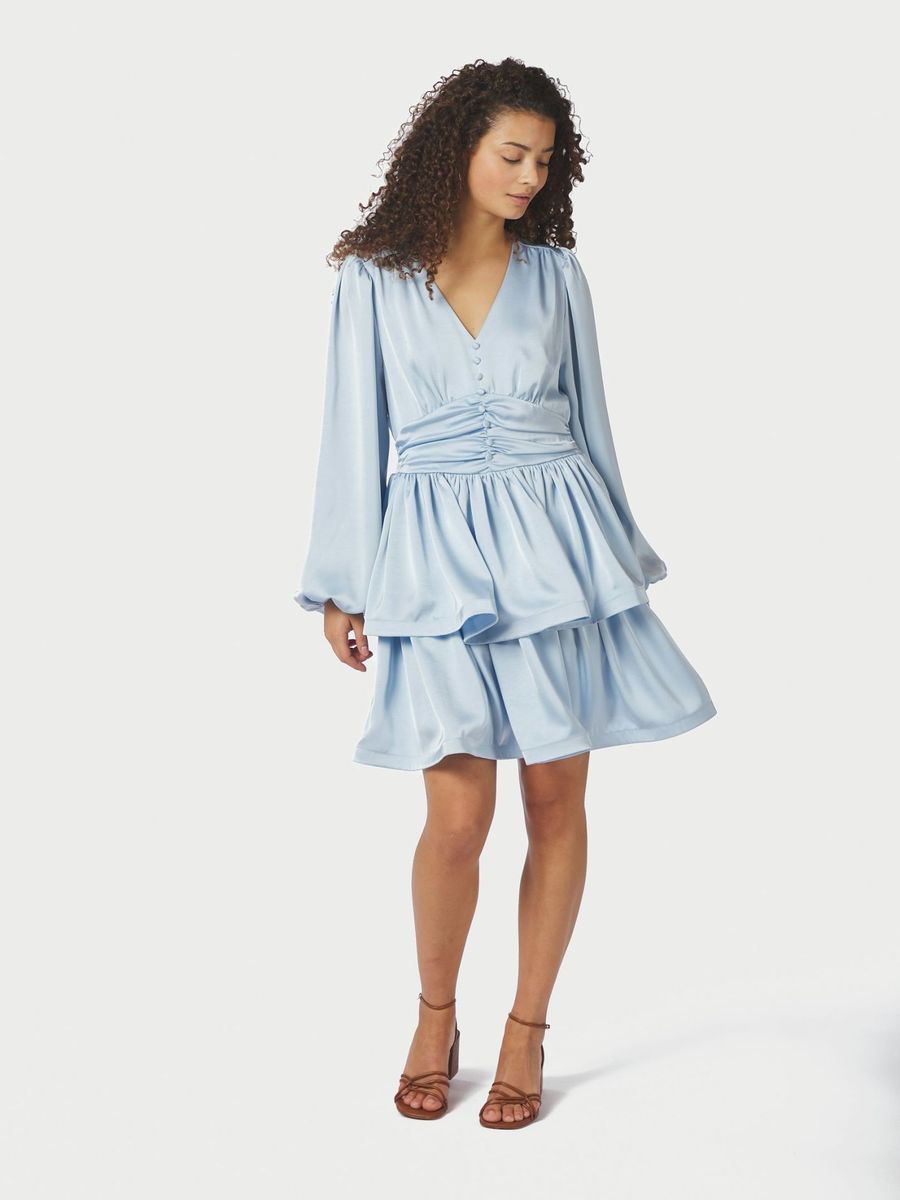 Rivana Heavy Sateen Dress Light Blue