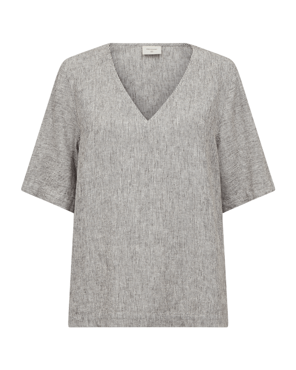 Lava Blouse Stripe Coffee Bean Offwhite