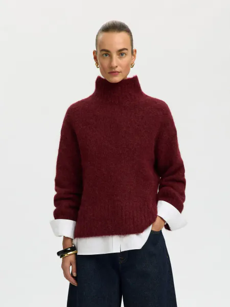 Hovedbilde SlfGabriella Knit High Neck Tawny Port