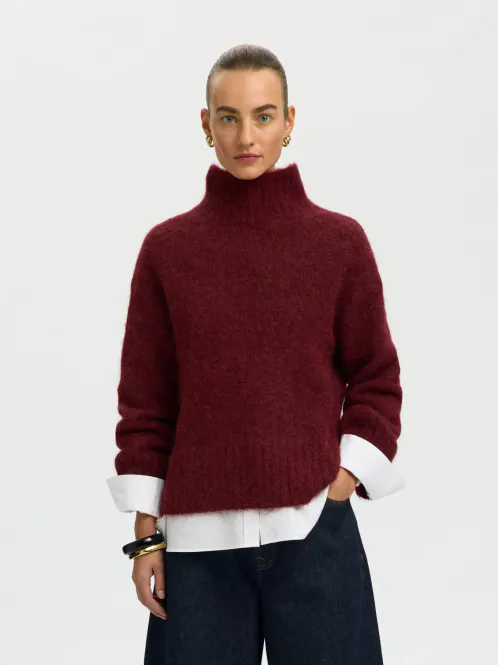 Hovedbilde SlfGabriella Knit High Neck Tawny Port