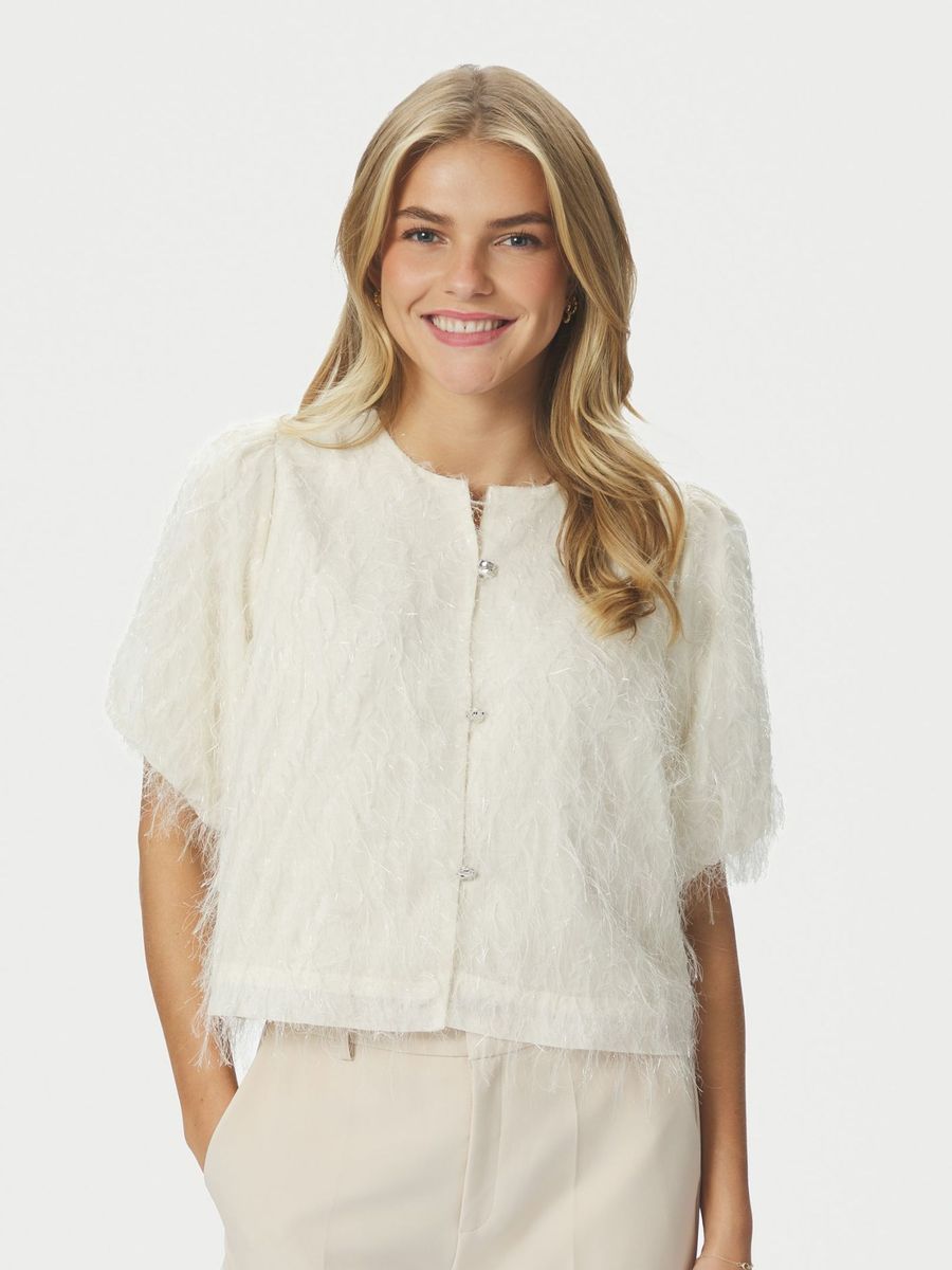 Aisa Frilly Blouse Creme