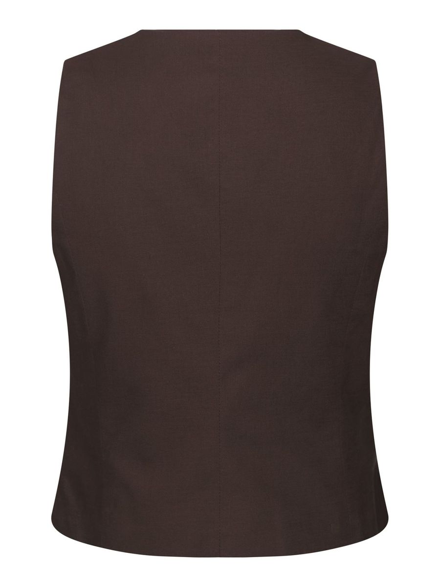 Yula Linen Waistcoat Dark Brown