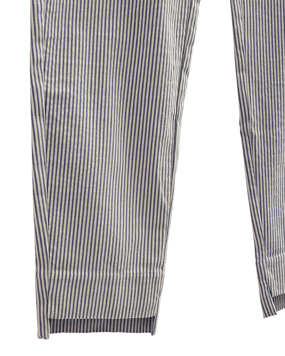 Rex Ankle Pants Stripe Moonbeam w. Navy Blazer