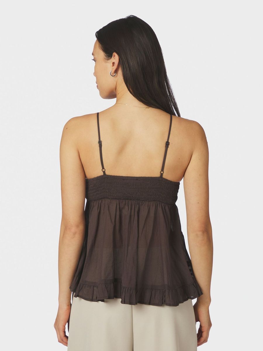 Elvena S Voile Top Dark Brown