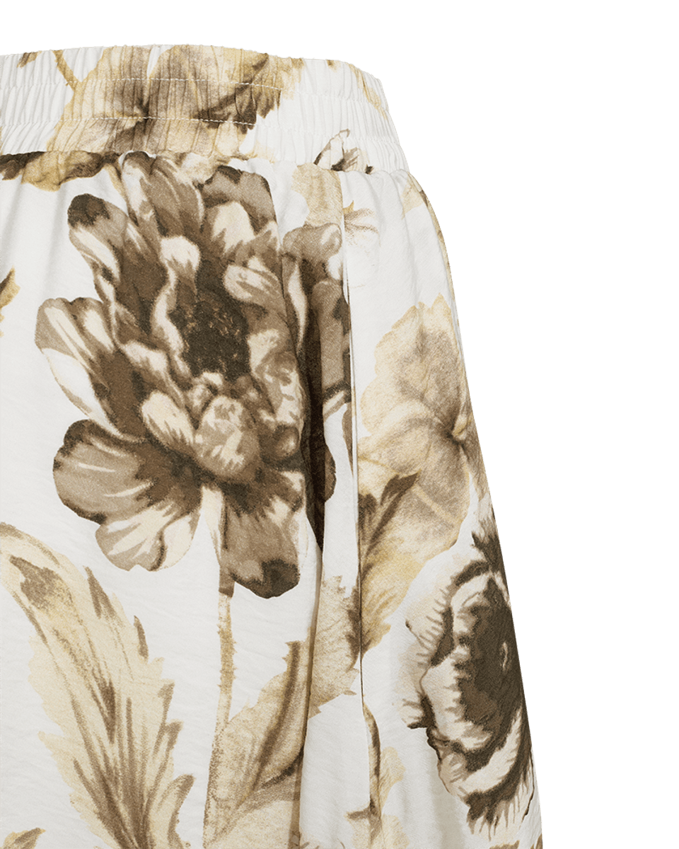 Maise Skirt Printed Brilliant White w. Coffee Bean