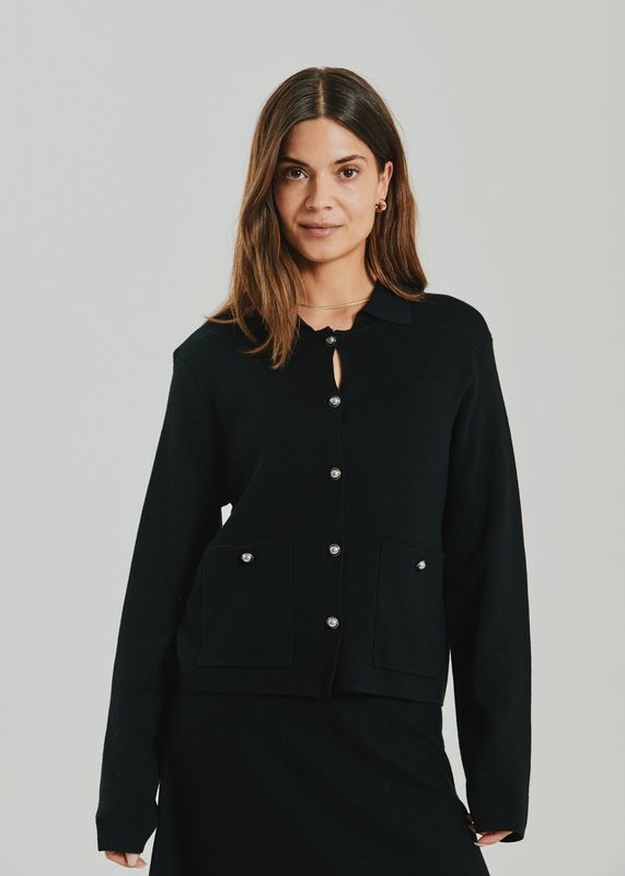 Ani Cardigan Interlock Knit Black