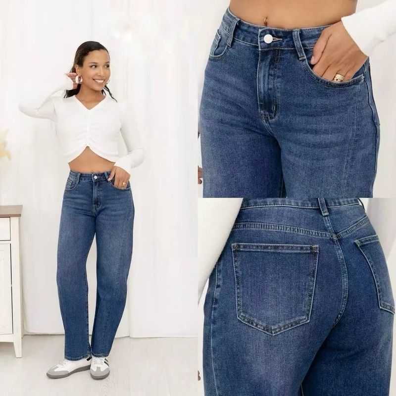 Miss Bon Barrel Jeans Medium Blue