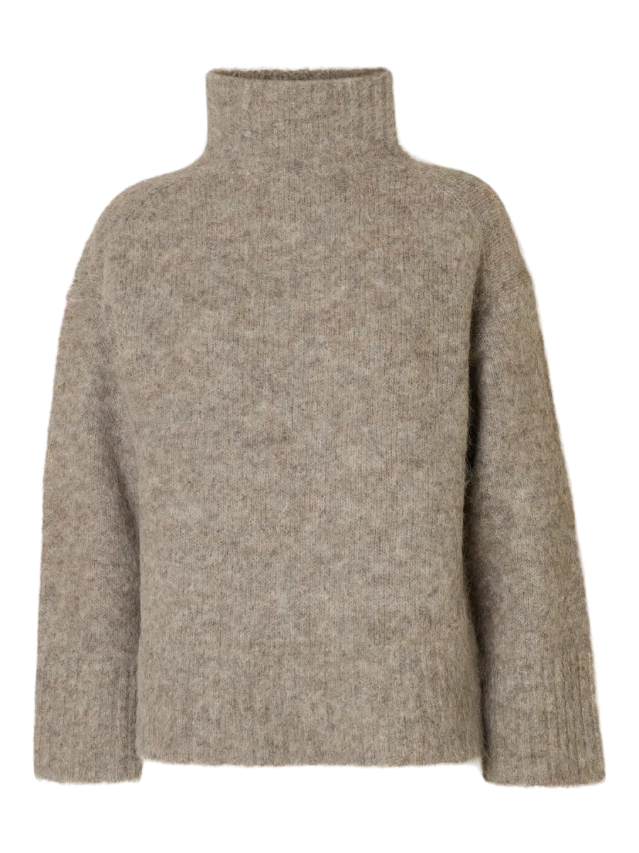 Slfgabriella Ls Knit High Neck Steel Gray